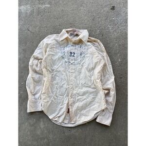Guess Shirt‎ Mens Small White Nationals 32 Graphic Long Sleeve Button Up Sports